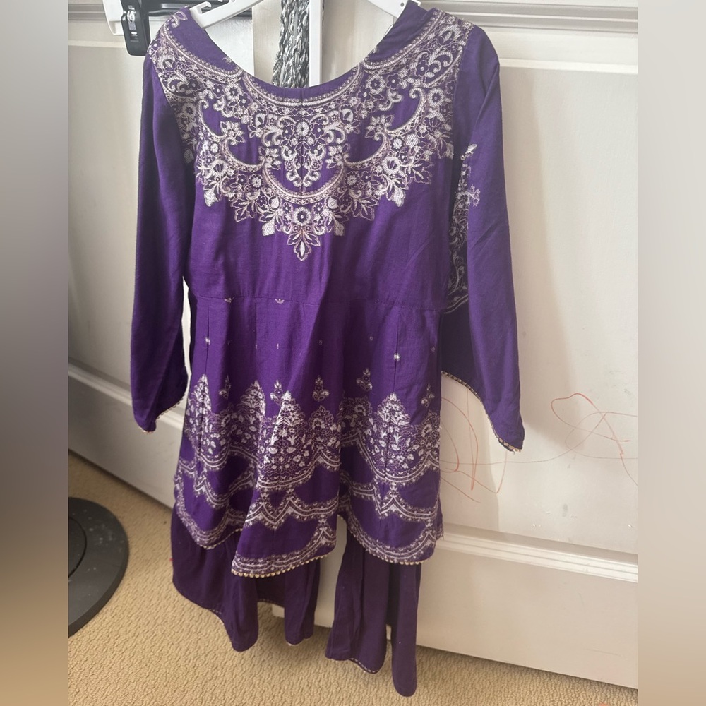 Girls Eid dress Purple Embroidered Dress